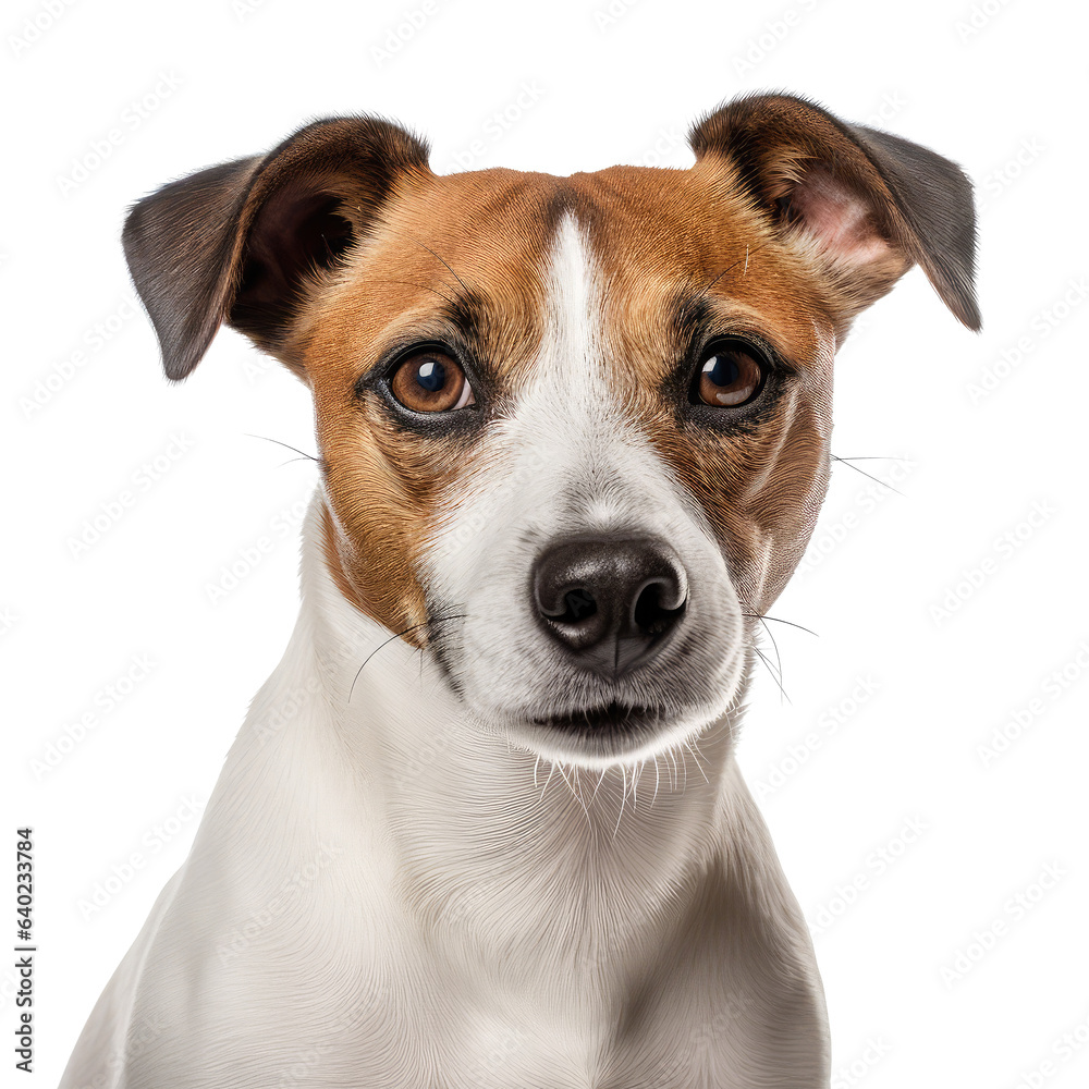 jack russel terrier dog looking isolated on white
