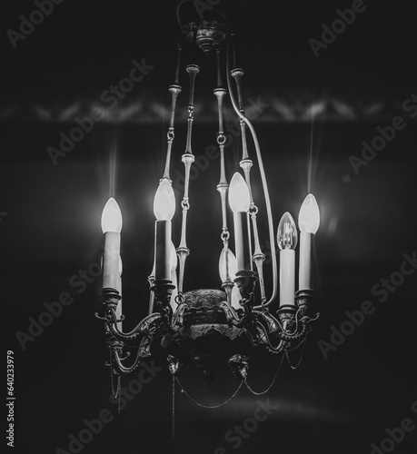 chandelier candlestick in a dark room