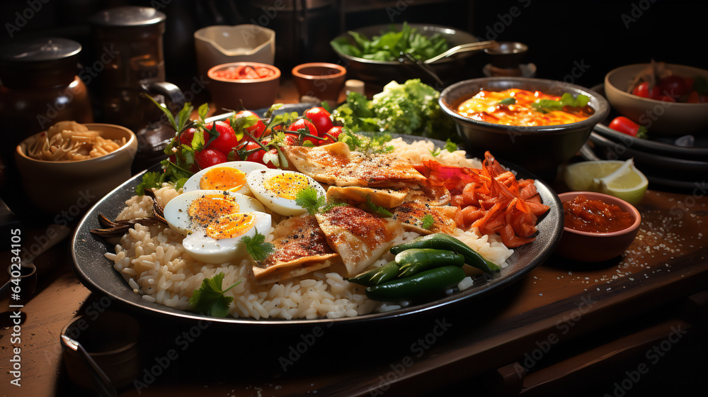 rice with chicken and slat rice with chicken and slat