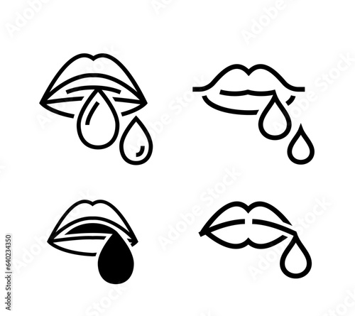 Drooling linear icon, pictogram, symbol. Excessive salivation problem.