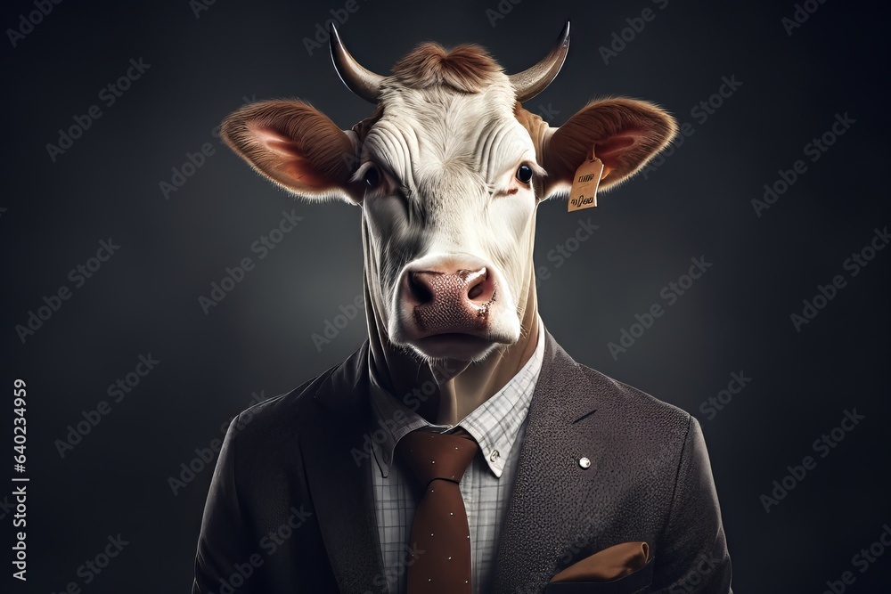 Cow business outfit trendy model pose generative ai