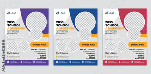 School admission flyer design, kids education leaflet brochure, cover layout School Admission Open Flyer Design Template Vector Education Center poster, a bundle of  Kids Education Flyer Template.