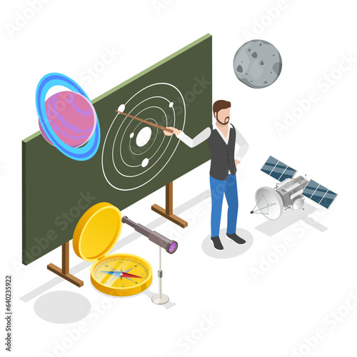 3D Isometric Flat Vector Set of Teachers, Education and Training. Item 3