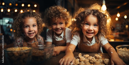 happy children baking cookies Generative AI
