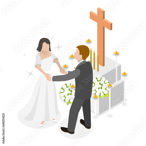 3D Isometric Flat Vector Set of Christian Ceremonies, Religious Rituals. Item 2
