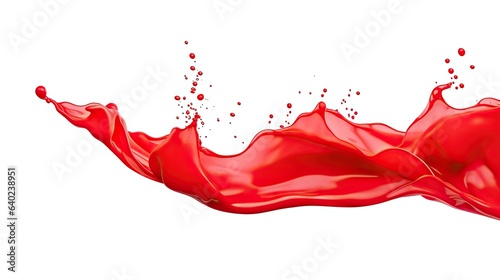 Splash of thick red fluid paint on isolated white background, generative ai