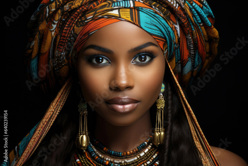Beautiful attractive african young woman in national jewelry