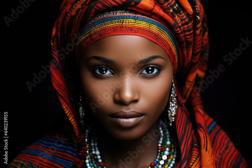 Beautiful African girl in national clothes and jewelry