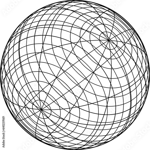 Geometric shape of sphere 3d design in technology style. Abstract circle vector illustration.