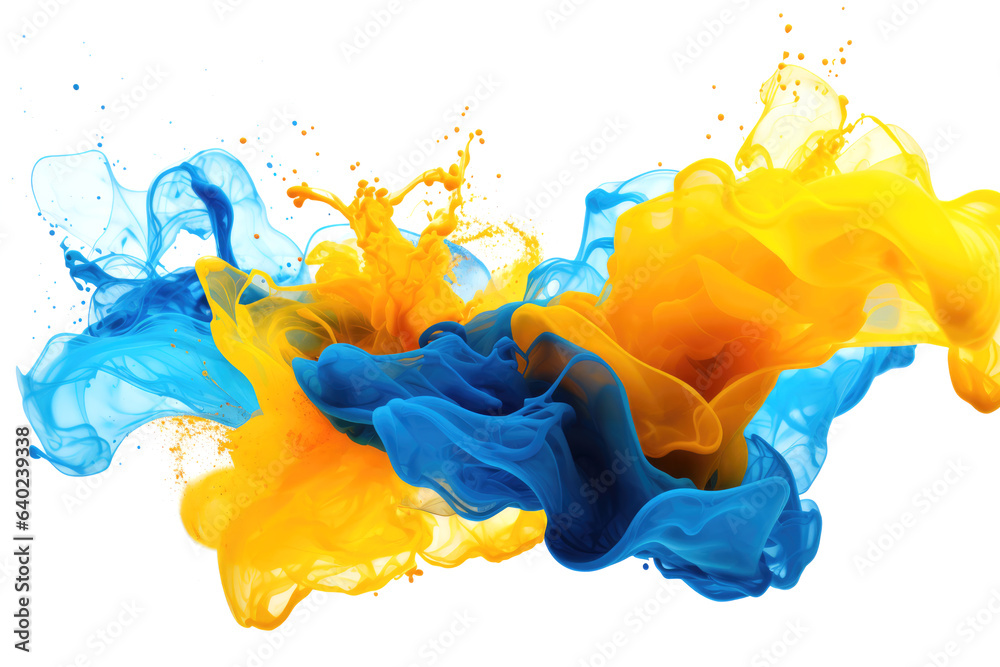 Fototapeta premium mixing yellow and blue paint underwater isolated on white