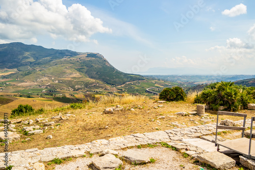 View from the ancient amphitheater of Segesta, Sicily, Italy