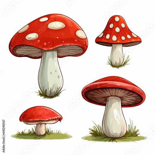 Set of mushrooms on a white background