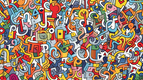 Colorful pattern doodle wallpaper and background