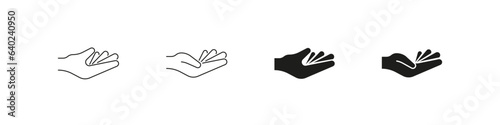 Hand holding or giving icons. Hands icon set. Give or recieve symbol collection.