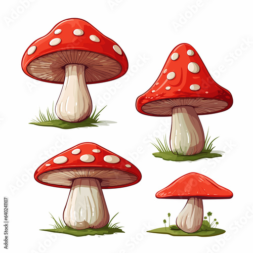 Set of mushrooms on a white background