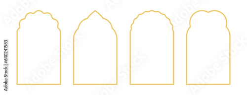 Islamic, arab line vector window icon set