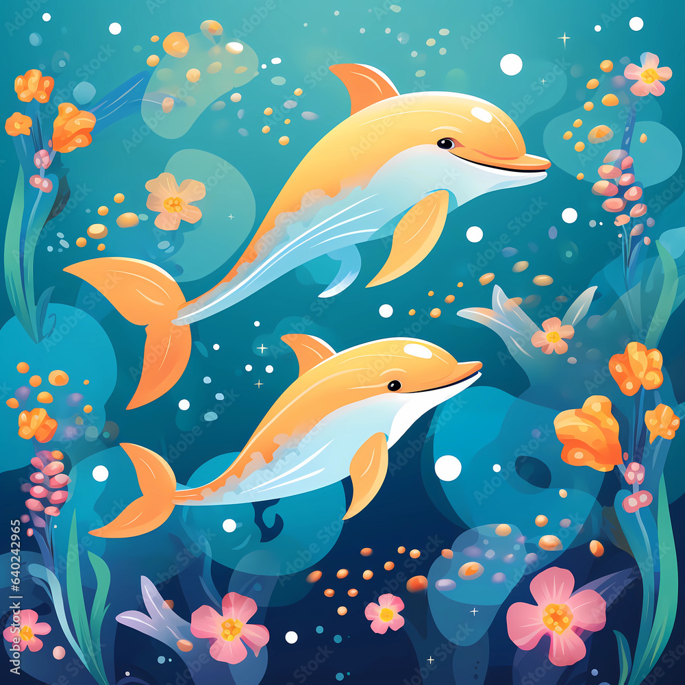 an illustration of a cute dolphin pattern an illustration of a cute dolphin pattern