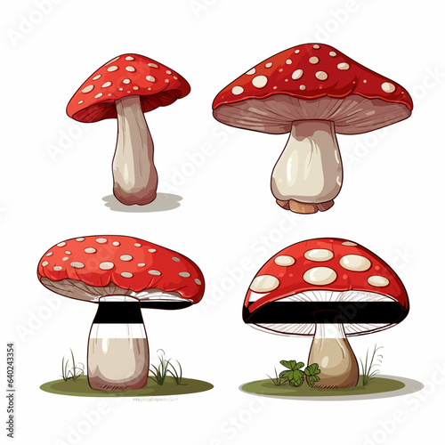 Set of mushrooms on a white background