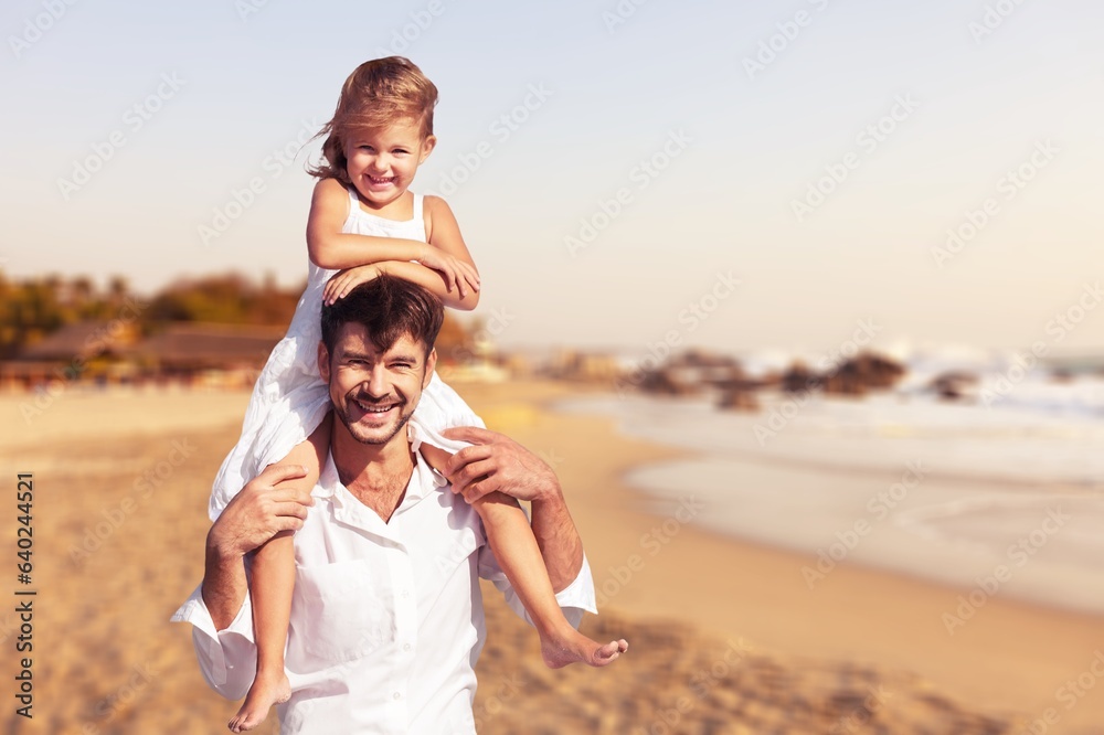Happy young family, dad with cute daughter Happy young family, dad with cute daughter
