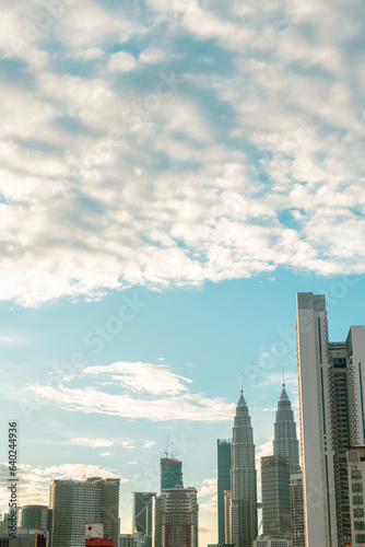 Skyscraper buildings with cloud sky in Kuala Lumpur  Malaysia