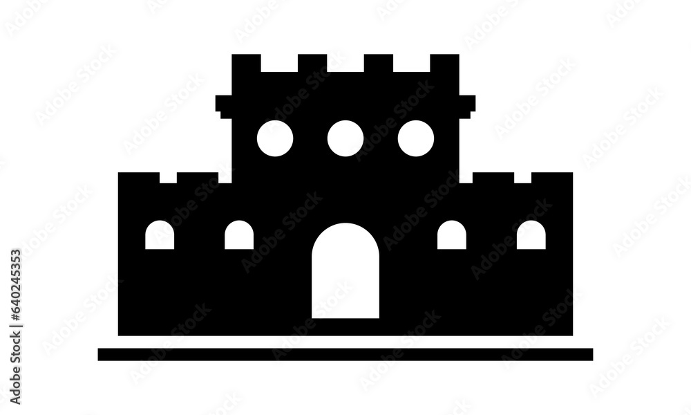black ancient castle building vector