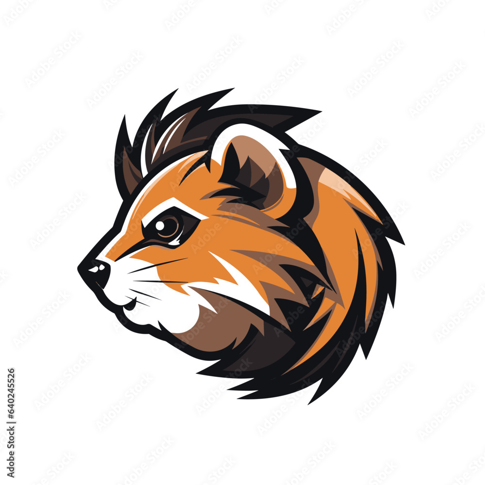 Obraz premium Esport vector hamster logo on white background side view, hamster icon, hamster head, hamster sticker
