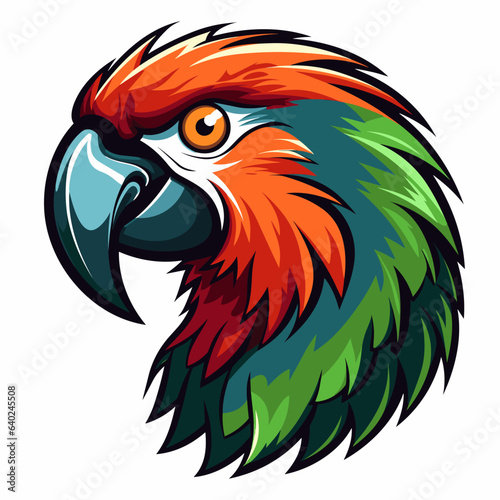 Esport vector parrot logo on white background side view, parrot icon, parrot head, parrot sticker