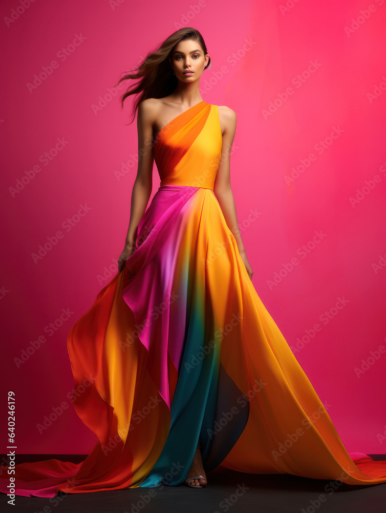Fashion model in front of a gradient background, Generative AI Fashion model in front of a gradient background, Generative AI