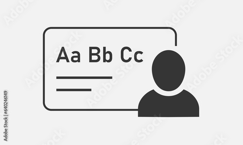 English teacher line icon. School education, elementary grammar. Study language. Vector illustration