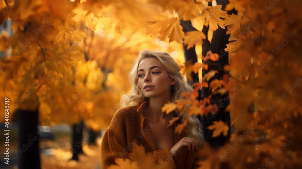 Cinematic Portrait, Orange Autumn Foliage Cinematic Portrait, Orange Autumn Foliage