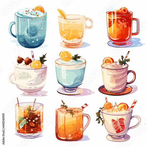 set of warming winter drinks