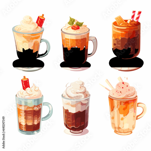 set of warming winter drinks