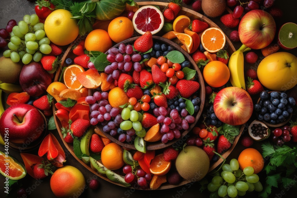 Piles of delicious fruit laid out together Piles of delicious fruit laid out together