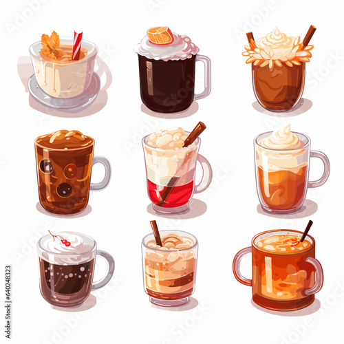 set of warming winter drinks