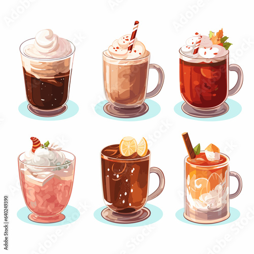 set of warming winter drinks