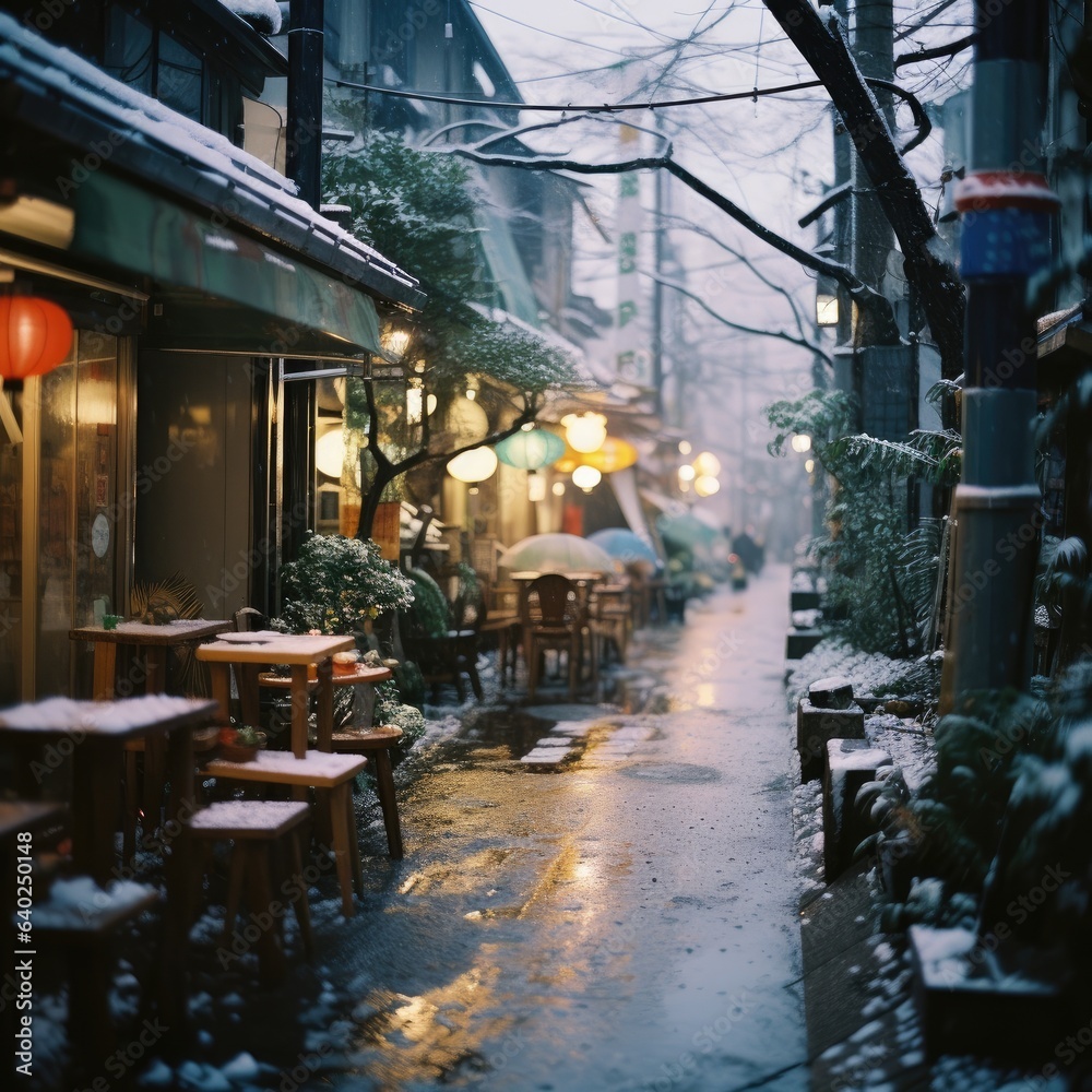 empty alley in the winter 