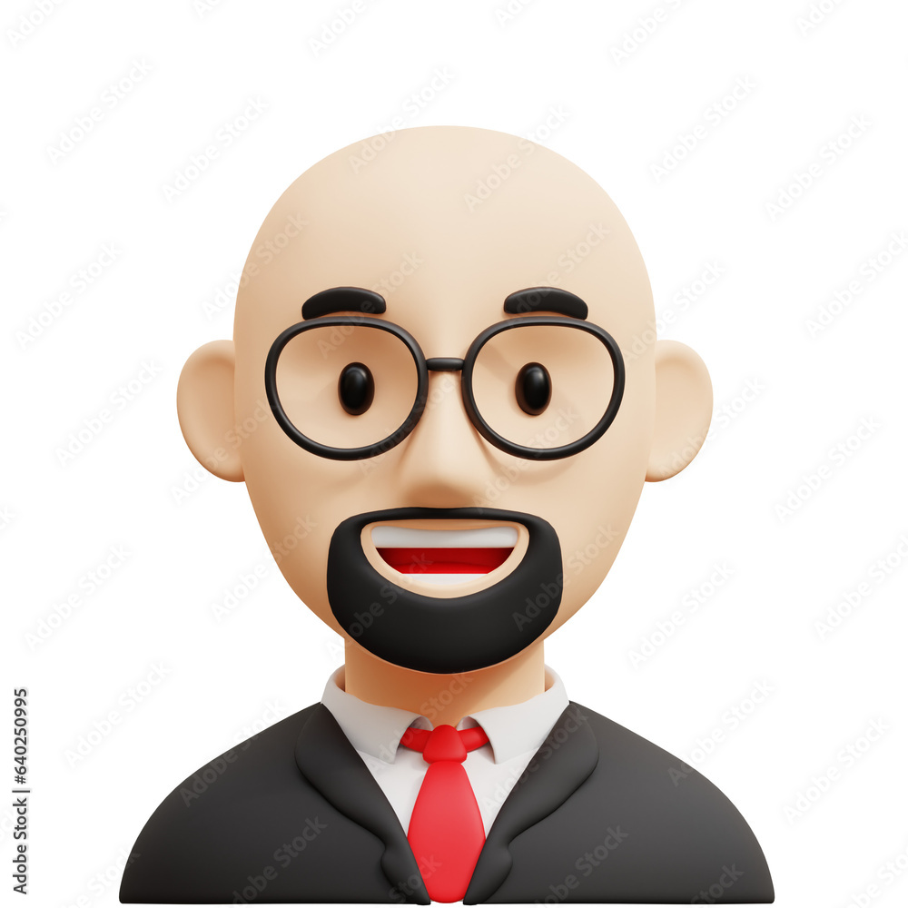 Bald business man 3D Avatar Character Illustrations Bald business man 3D Avatar Character Illustrations