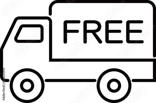配達料無料のトラックの線画アイコン