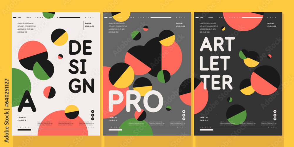 A set of vector illustrations. Abstract posters. Images of geometric shapes and abstract elements.