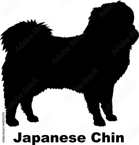 Tableau sur toile Japanese Chin dog silhouette dog breeds Animals Pet breeds silhouette