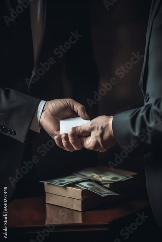 bribe. generative ai.
corruption and money transfer. money is handed over photo