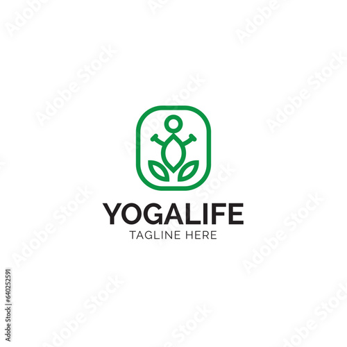 Yoga studio logo. Wellness health spa line icon. Meditation template vector, and fully editable
