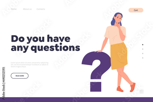 Do you have any question concept for landing page design template website faq online service