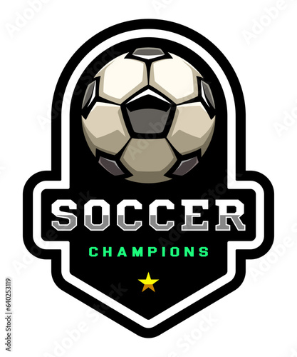 Soccer ball  football logo. Sport games. Sporting equipment. Emblem  badge.