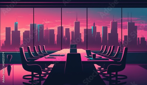 Fuchsia illustration modern meeting scene, generated by AI