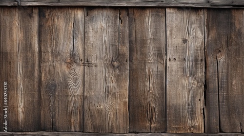 An up-close photograph of a weathered barn door, revealing the intricate grain patterns and rugged textures of aged wood. AI generated. photo