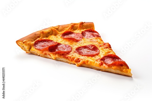 Slice of delicious fresh pizza isolated on white background