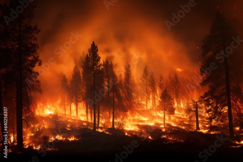 engulfed forest fires  environmental problems and disaster. 