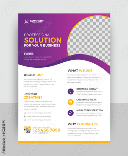 Attractive shapes & colors corporate brand business flyer design concept. best quality business leaflet, modern flier