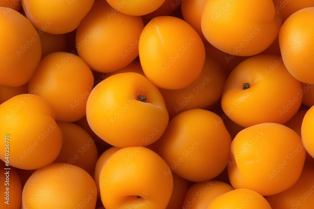 Closeup of fresh sweet apricots, top view, seamless pattern. Generative Ai Closeup of fresh sweet apricots, top view, seamless pattern. Generative Ai